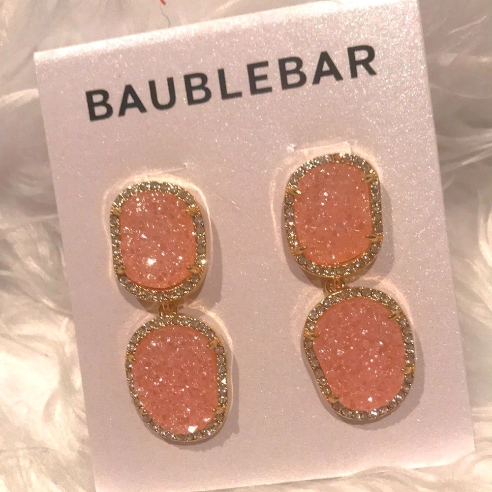 Brand New BaubleBar Pink Sparkle Crystal Rhinestone Drop Earrings
